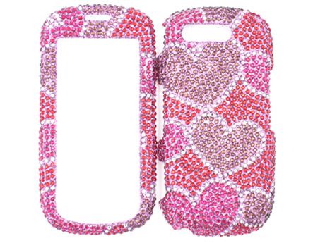 HEARTS PINK DIAMOND BLING CRYSTAL FACEPLATE CASE COVER SAMSUNG 