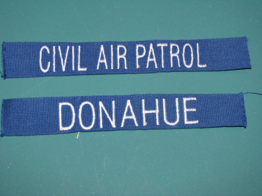 Custom Military Name Tape Civil Air Patrol Marine Blue w/ Coordinating 
