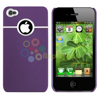 Purple+Red Chrome Stand Skin Case Cover Accessory For Verizon iPhone 4 