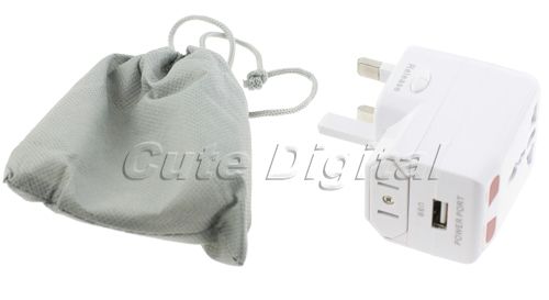 Universal World Travel AC Adapter with USB Power Port  