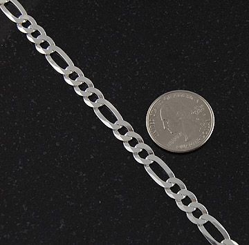 Sterling Silver Figaro 7mm Mens Necklace Chain Italian .925 Solid 