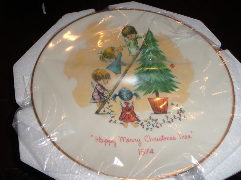   Fran Mar greeting cards plate Happy Merry Christmas Tree 1973  