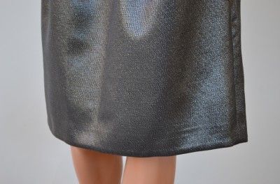 NWT BURBERRY $395 GREY METALLIC PLEATED SKIRT~SIZE 6 40~FREE SHIP 