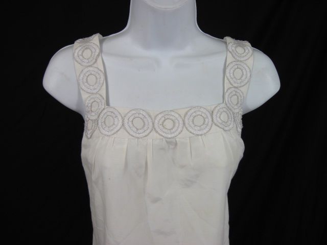 LIQUID White Cotton Silk Embroidered Tank Top Blouse 8  