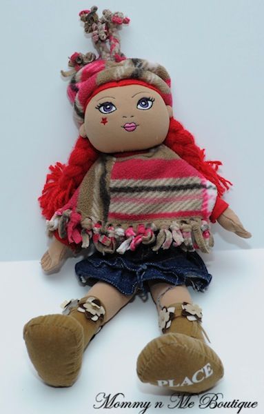 Childrens Place Red Hair Poncho Cloth Rag Doll Toy  
