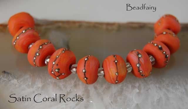 BF* Satin Coral Rocks * Handmade Lampwork Beads 10 SRA  