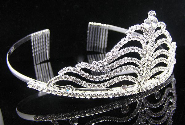 Wedding/Bridal crystal veil tiara crown headband CR178  