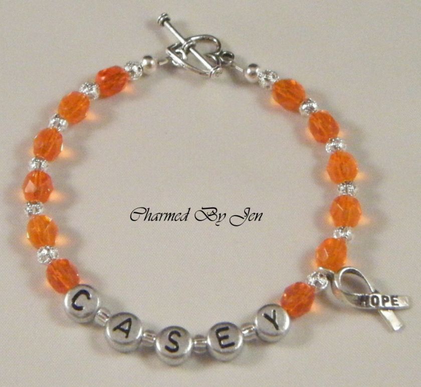 LEUKEMIA Awareness PERSONALIZED Name Bracelet w/ Charm  