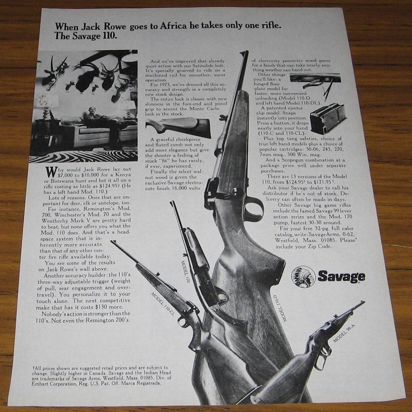 1973 VINTAGE AD~SAVAGE MODEL 110 D,110 CL,170,99A RIFLES  