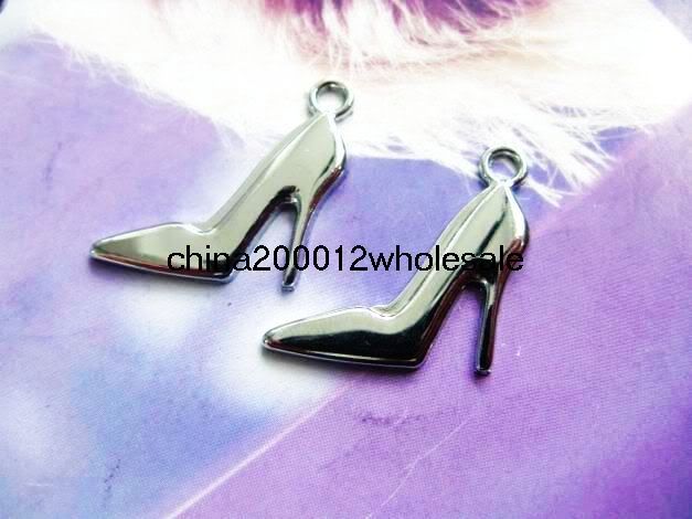 50pcs 31x15mm High heel Shoe DIY Hang charms Pendant Fit key Chain 