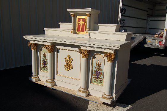 Large antique Altar w/panel The Sacred Heart +  