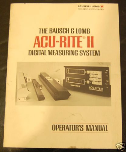 ACU RITE II Digital Readout DRO Operators Manual  
