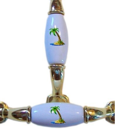 PALM Tree Tropical ISLAND Cabinet DRAWER PULL Handle Chrome Brass 