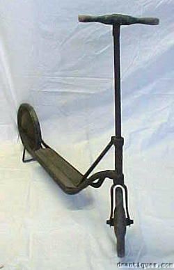 Antique Early 1900s Wood & Metal Childs Toy Scooter  