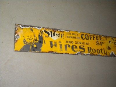 Scarce Hires Coffee Tea Spices Rootbeer Porcelain Door Push Sign 